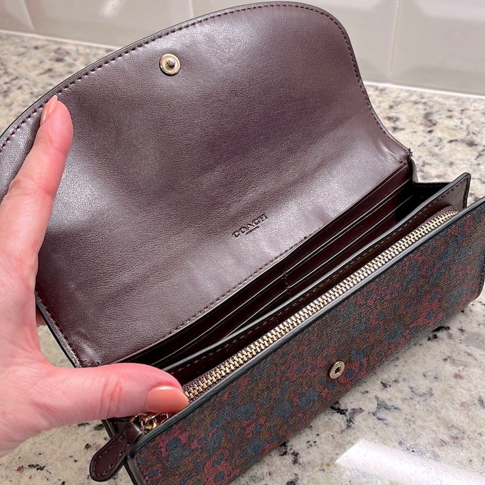 Coach Floral Long Oxblood Wallet EUC - Picture 7 of 11
